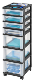 7 Drawer Rolling Storage Cart with Organizer Top, Black I23779