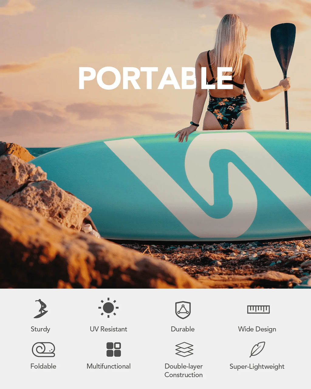 10' Green Inflatable Paddle Board with Carry Bag Y402403