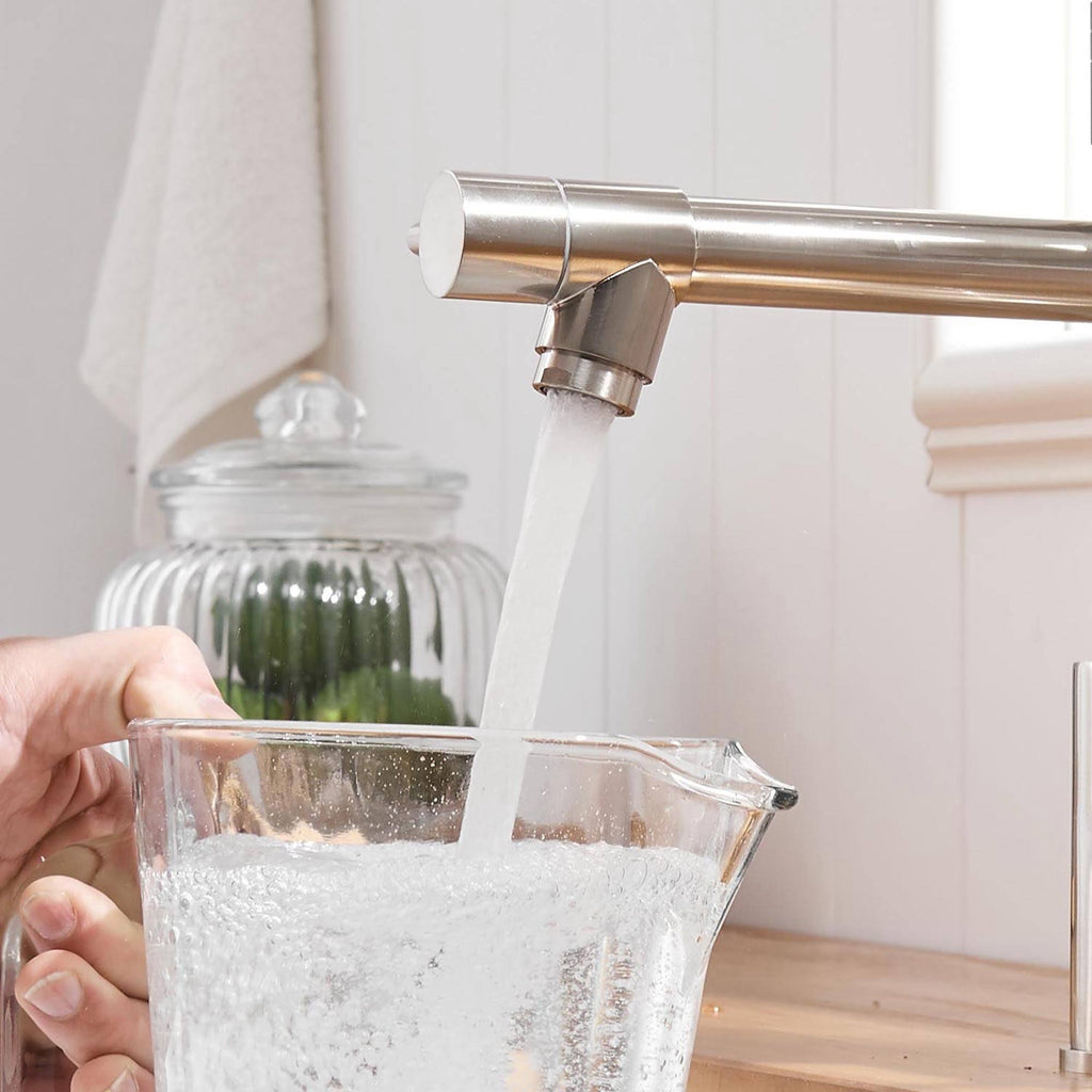 Nickel Pull Down Kitchen Faucet with Spring Spout I662855