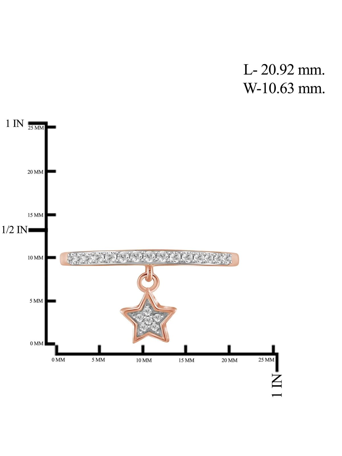 1/5 Carat White Diamond Ring Rose Gold Over Silver Y6038