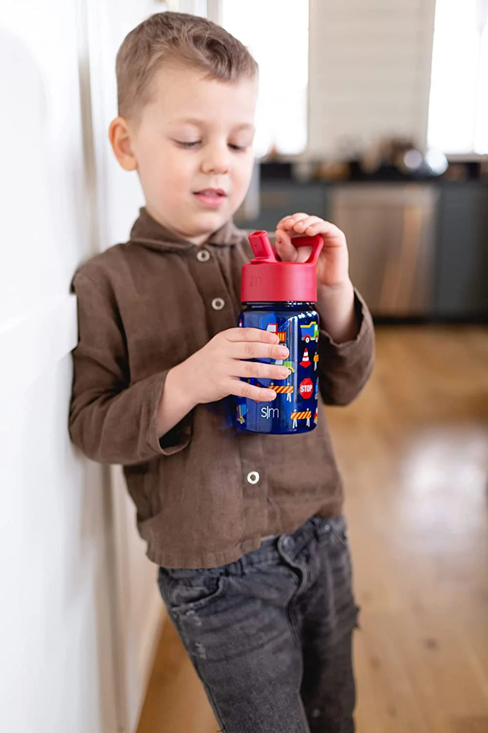 12oz Tritan Plastic Kids Water Bottle with Straw Lid U49495