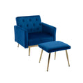 Navy Velvet Accent Chair with Ottoman U442