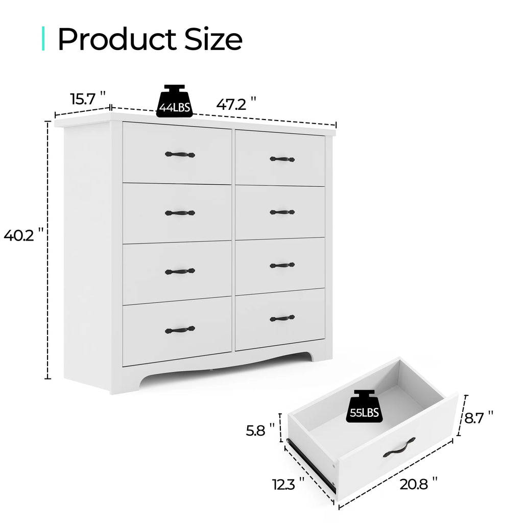 Black 6 Drawer Double Dresser J9851