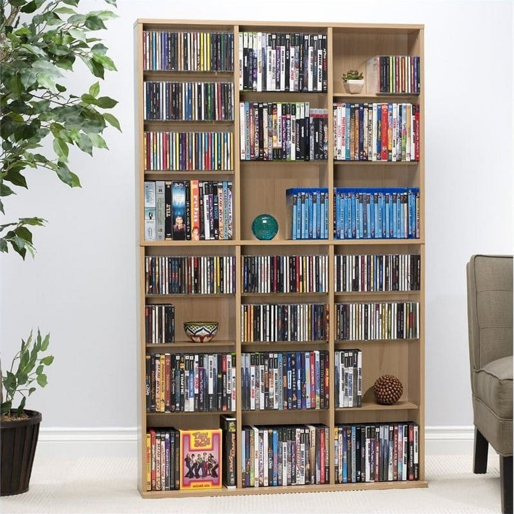 Triple Slim Multimedia Storage Rack in Maple T505096