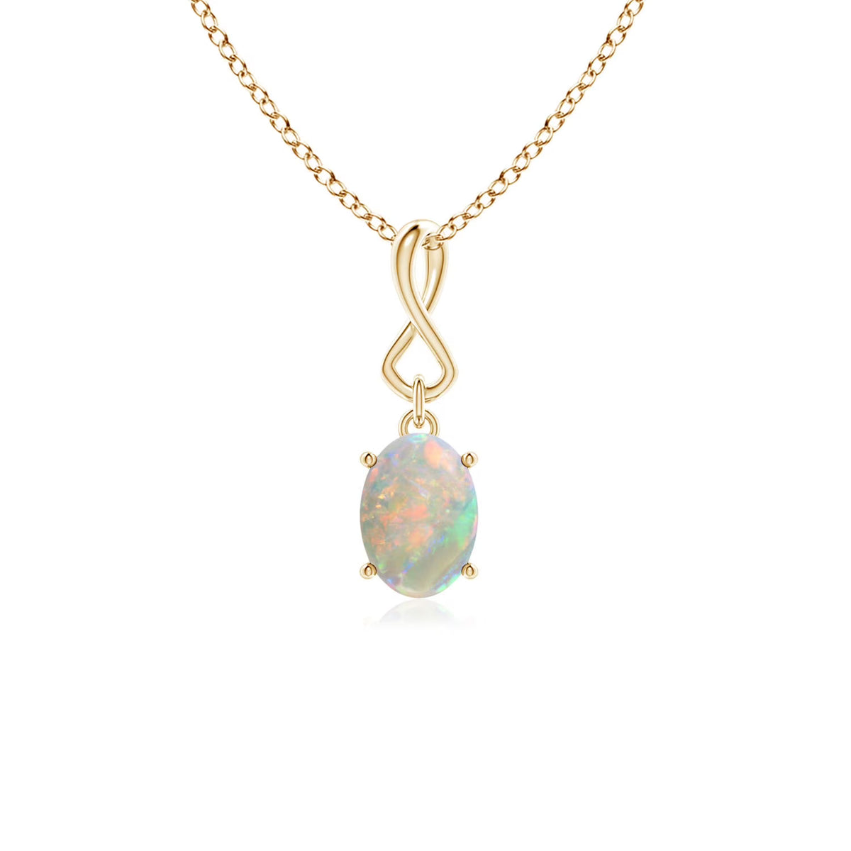14K Yellow Gold Opal Pendant Necklace N6046
