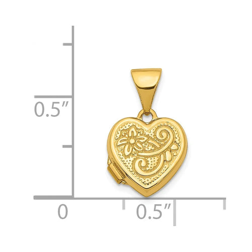 14k Gold 10mm Heart Locket Pendant Necklace N6856