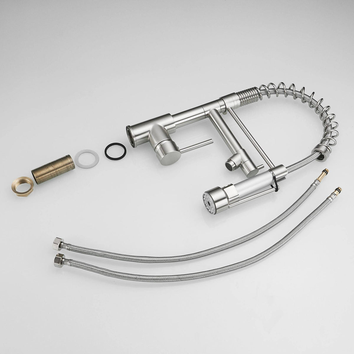 Nickel Pull Down Kitchen Faucet with Spring Spout I662855