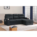 Black Fabric Sleeper Sectional Sofa with Storage D194
