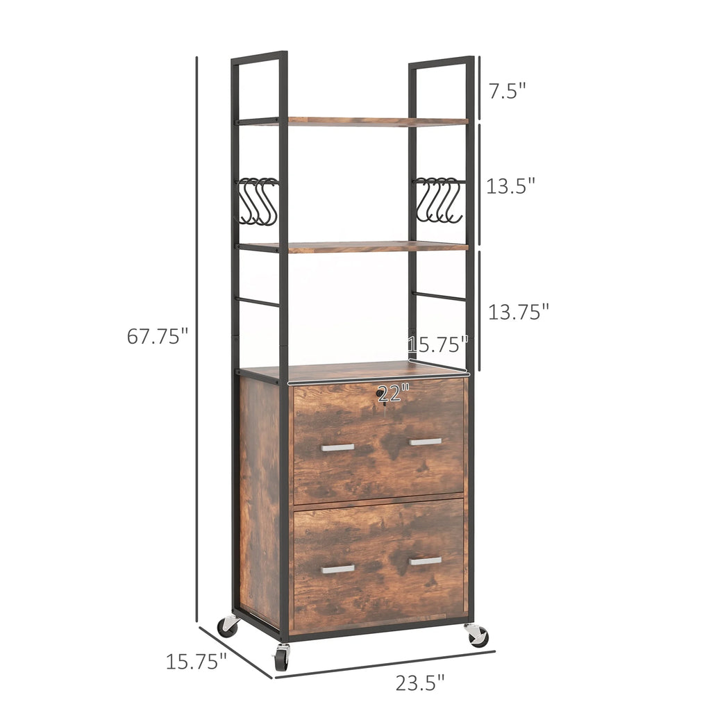 2 Drawer Mobile File Cabinet with Lock & Hanging Bar R175