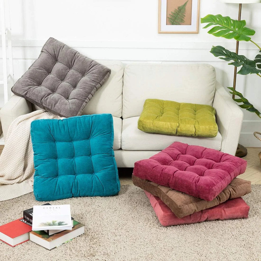 22 Inch Square Cotton Floor Pillow, 2Pcs Wine Red N675880