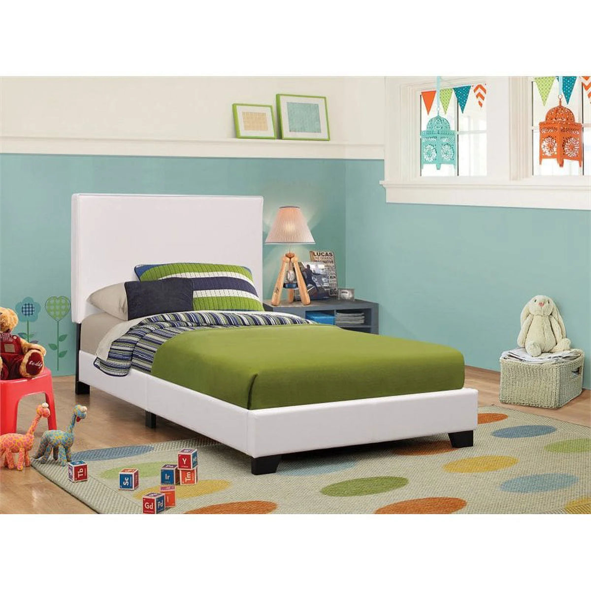 White Upholstered Twin Platform Bed X15382
