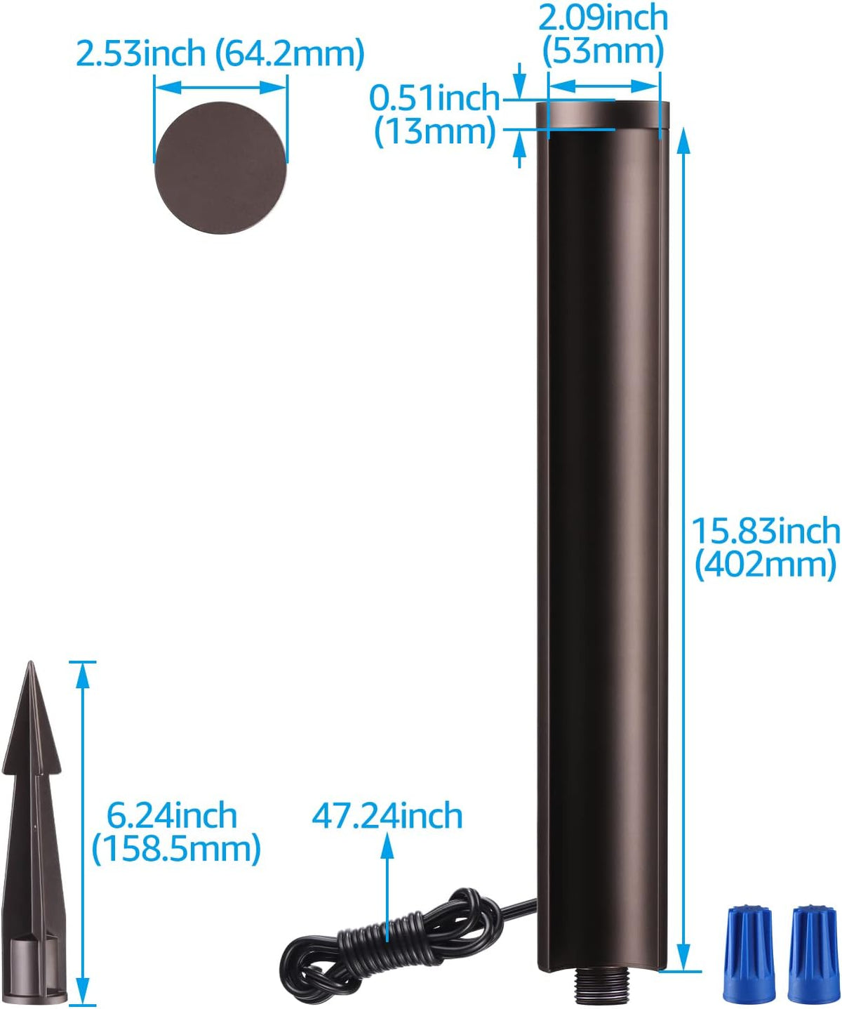 5W LED Landscape Pathway Light, 12-24V Low Voltage, IP65 Waterproof, Die-Casted Aluminum, 3000K Warm White, Pack of 6 H3497
