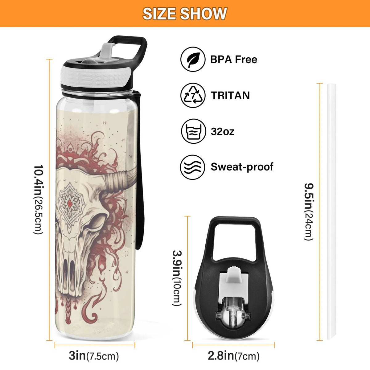 32oz Leakproof Tritan Water Bottle with Straw F581309