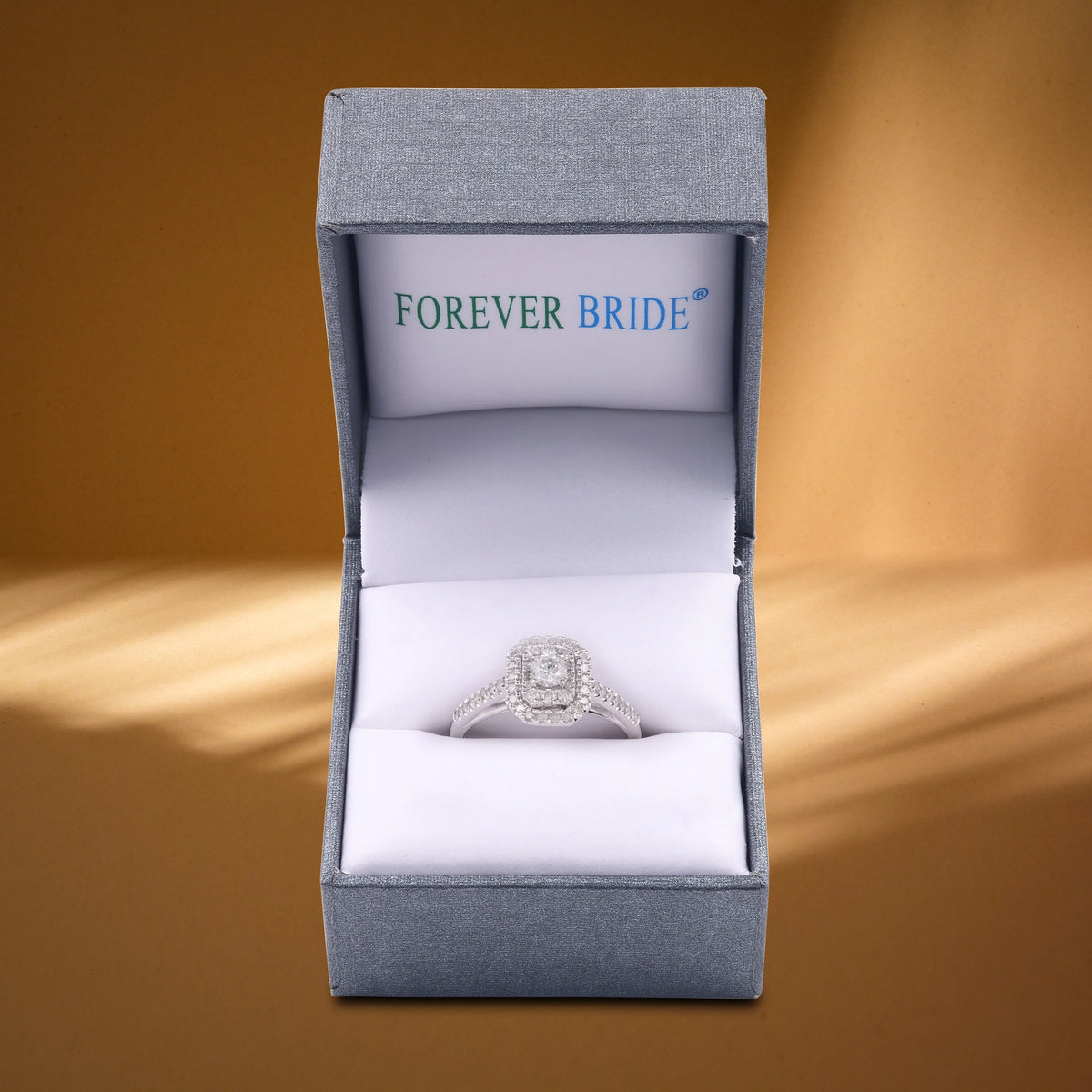 Emerald Halo Diamond 10 Kt White Gold Engagement Ring K414