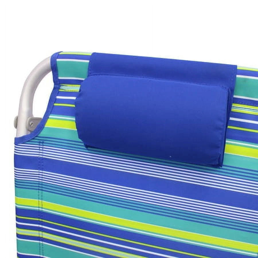 2-Pack Lay-Flat Backpack Chair Blue & Green Stripe Q6831