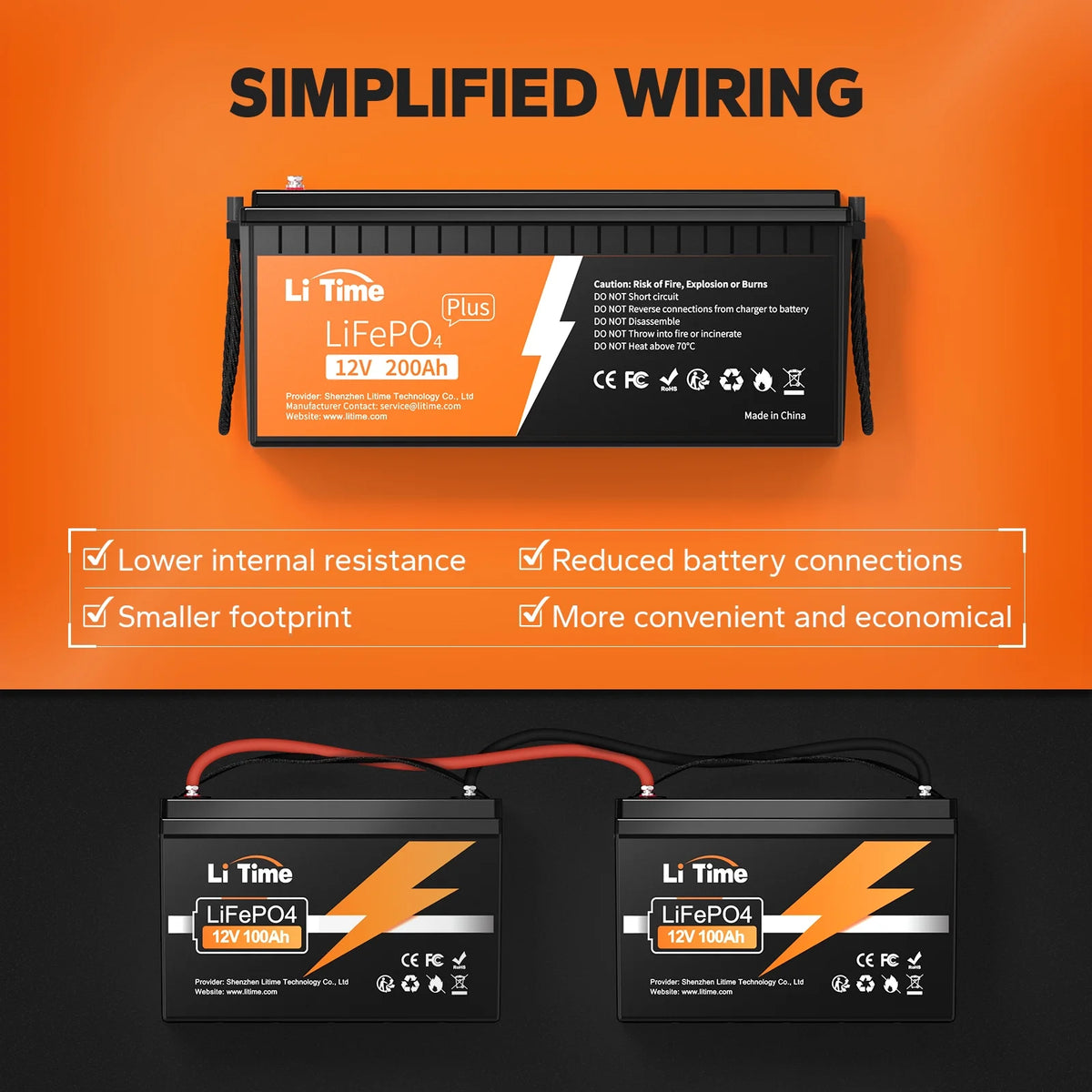 12V 200Ah Lithium LiFePO4 Battery D7652