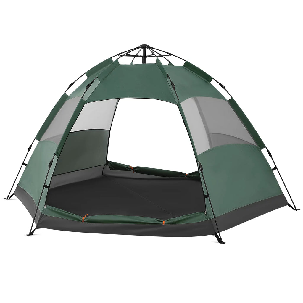 Large 4 Person Double Layer Camping Tent with Carry Bag, Green O715