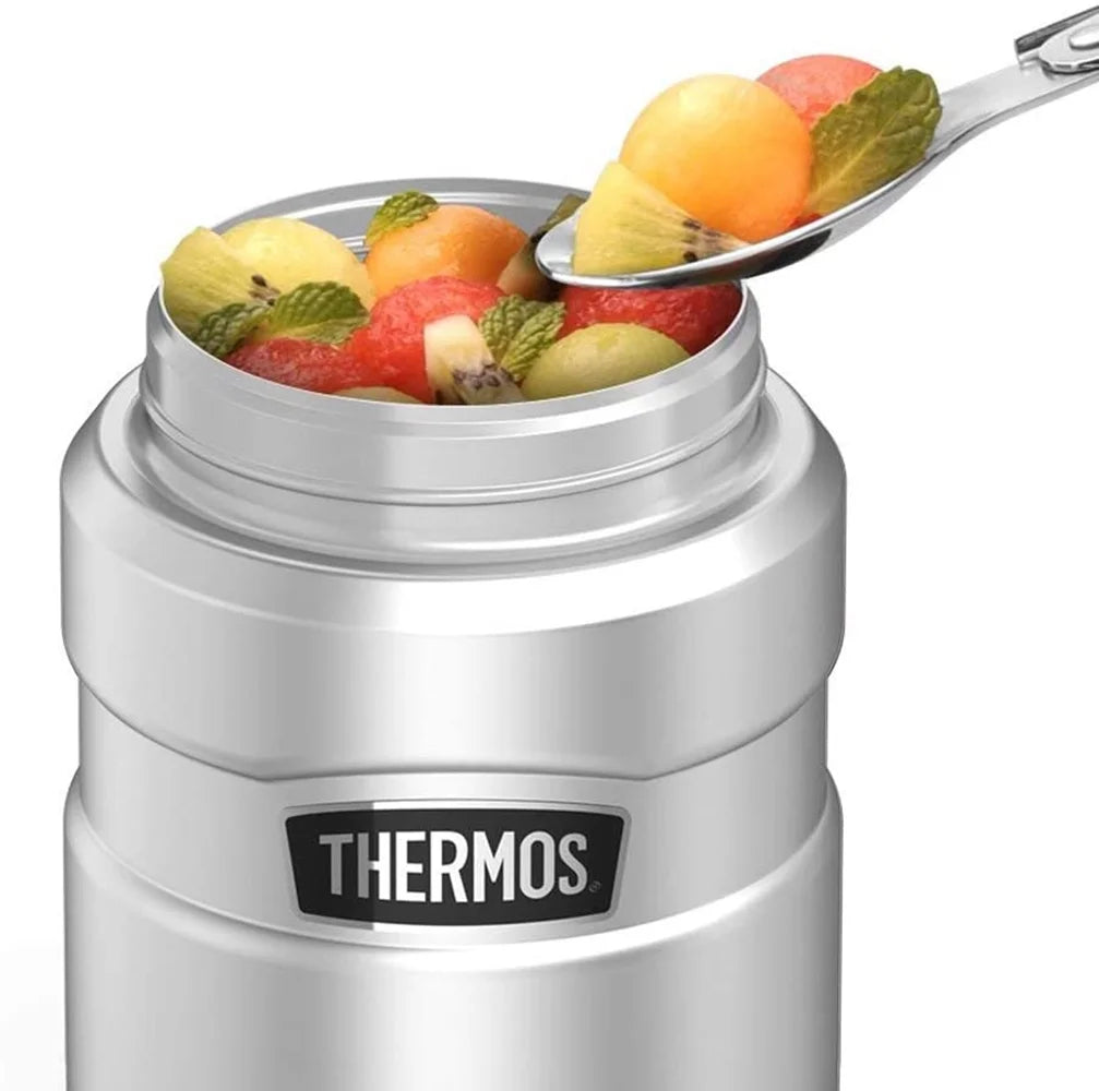 Stainless Steel Food Jar with Folding Spoon, 16oz A82220