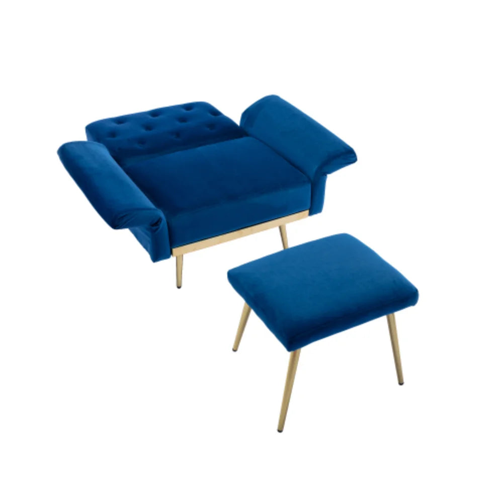 Navy Velvet Accent Chair with Ottoman U442