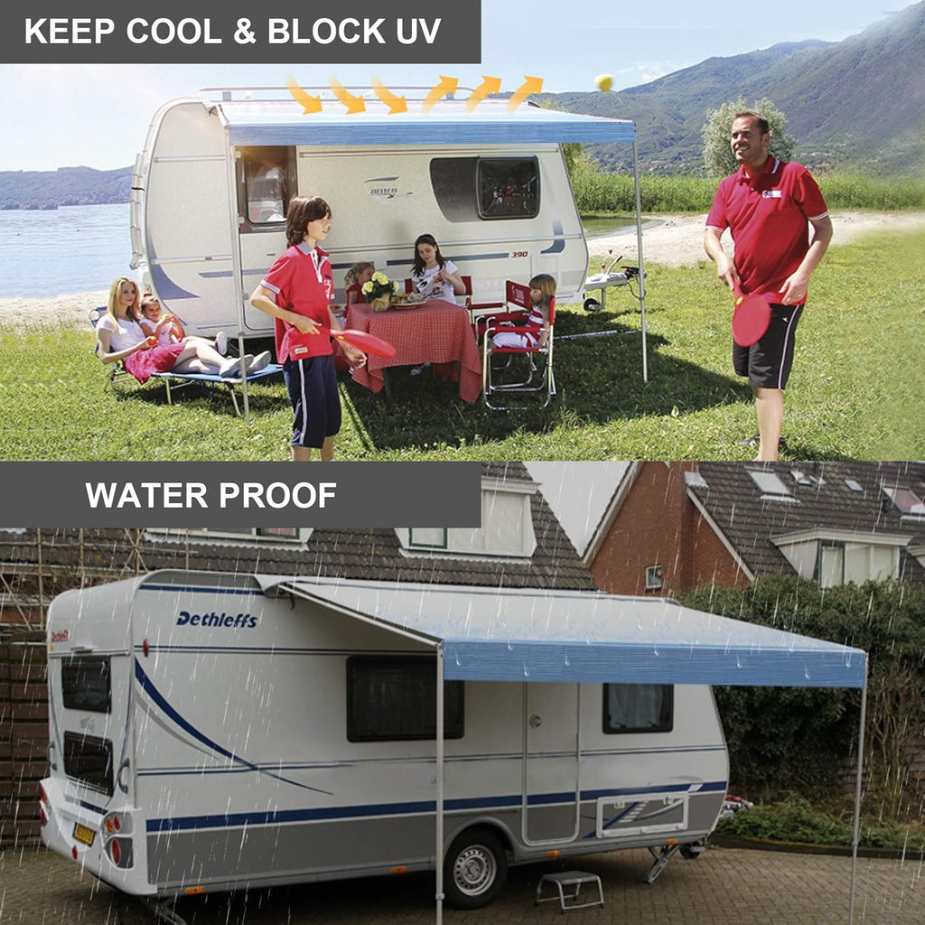 Waterproof Vinyl RV Awning Fabric Shade Screen - 18' F627173