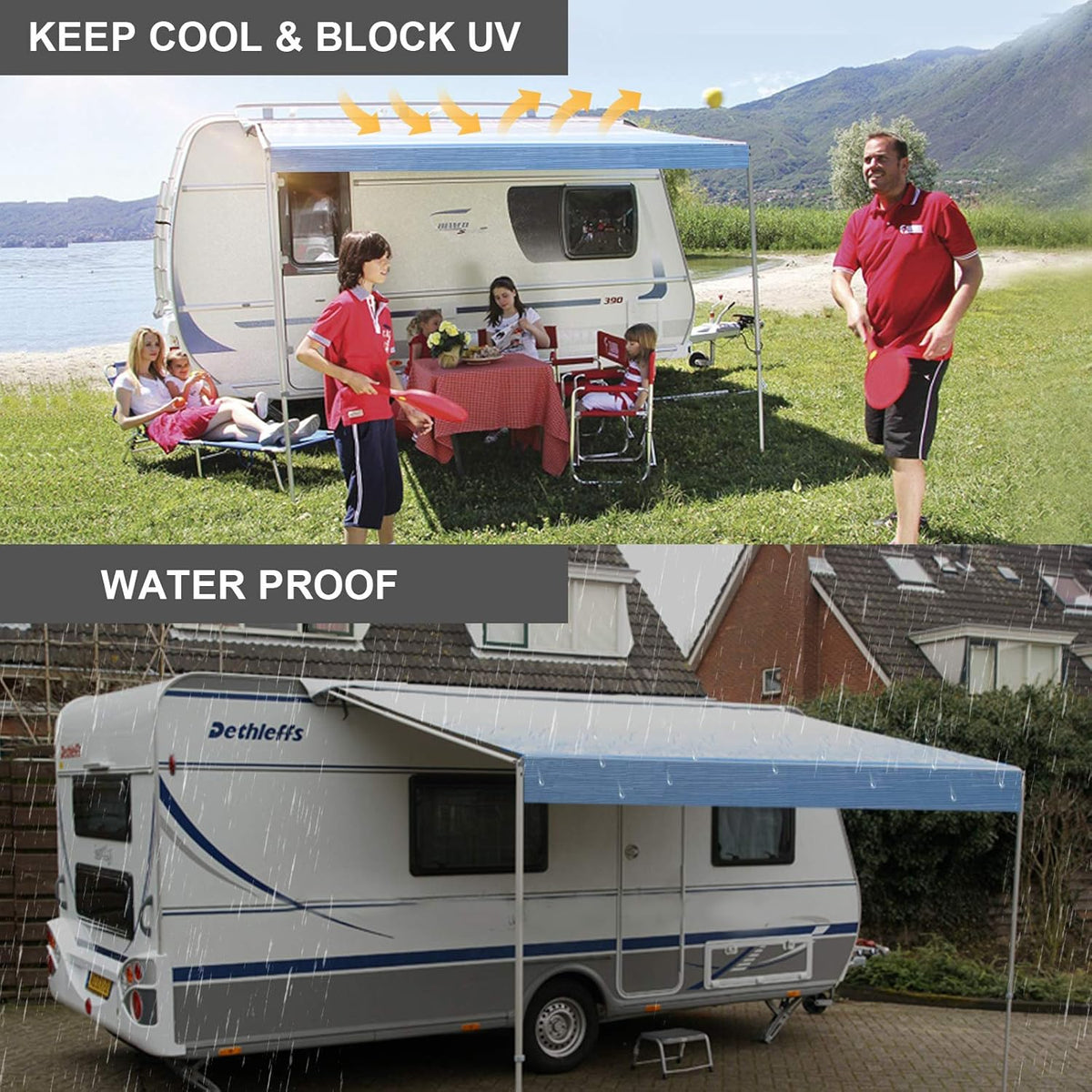 Waterproof Vinyl RV Awning Fabric Shade Screen - 18' F627173