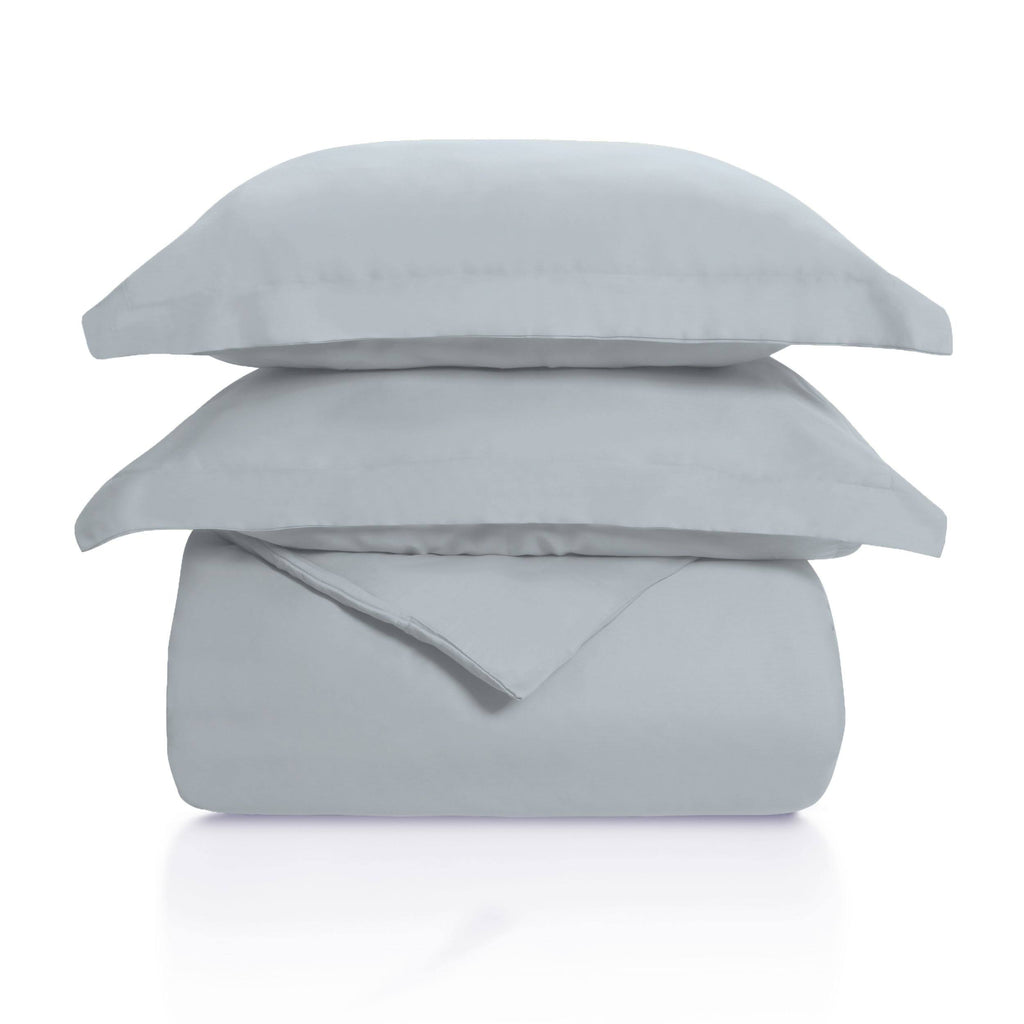 300 Thread Count Cotton Solid Duvet Cover Set Light Grey King/California King A997
