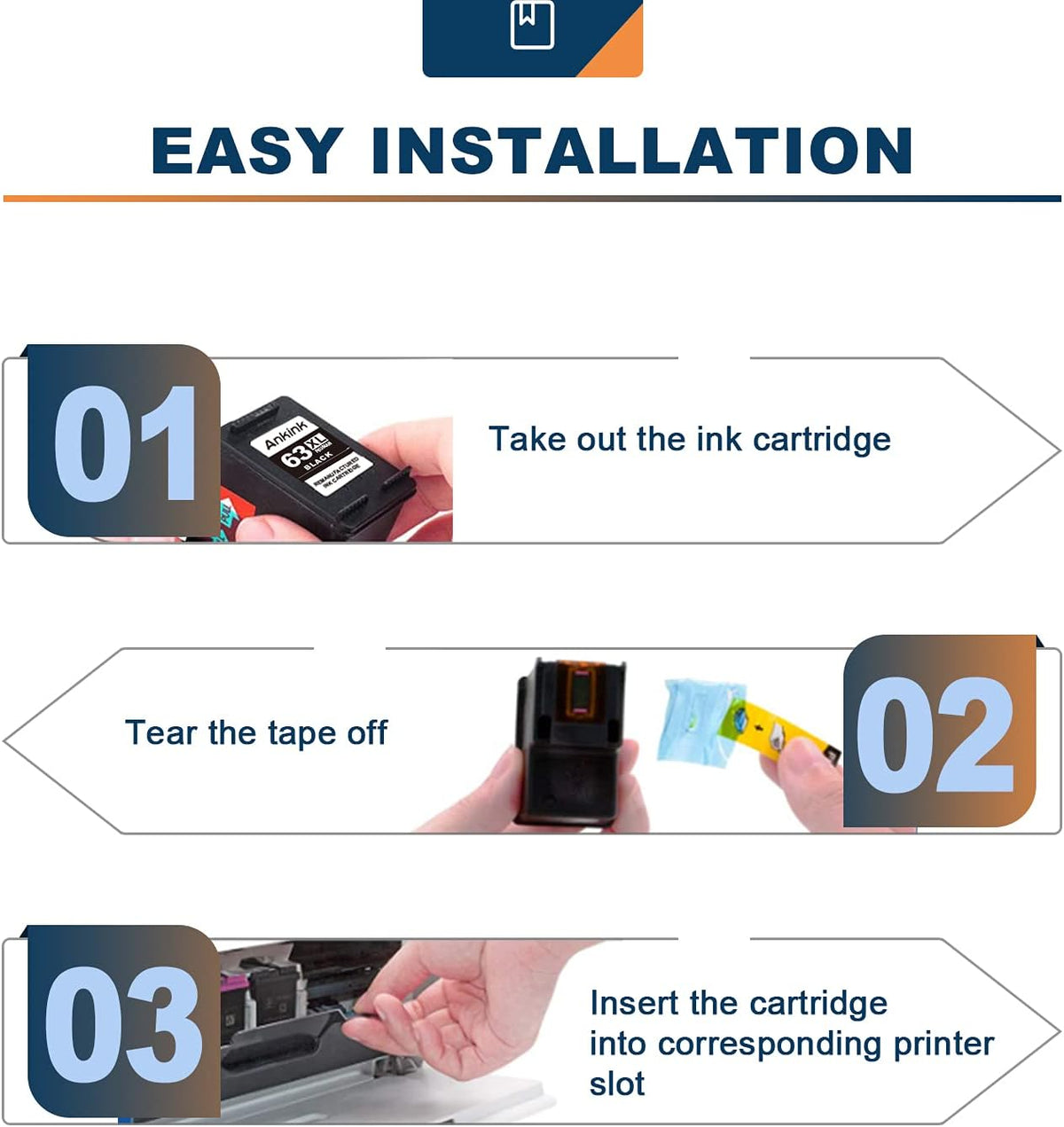 Black Ink Cartridges 2 Pack for HP 63 XL Printer C89411