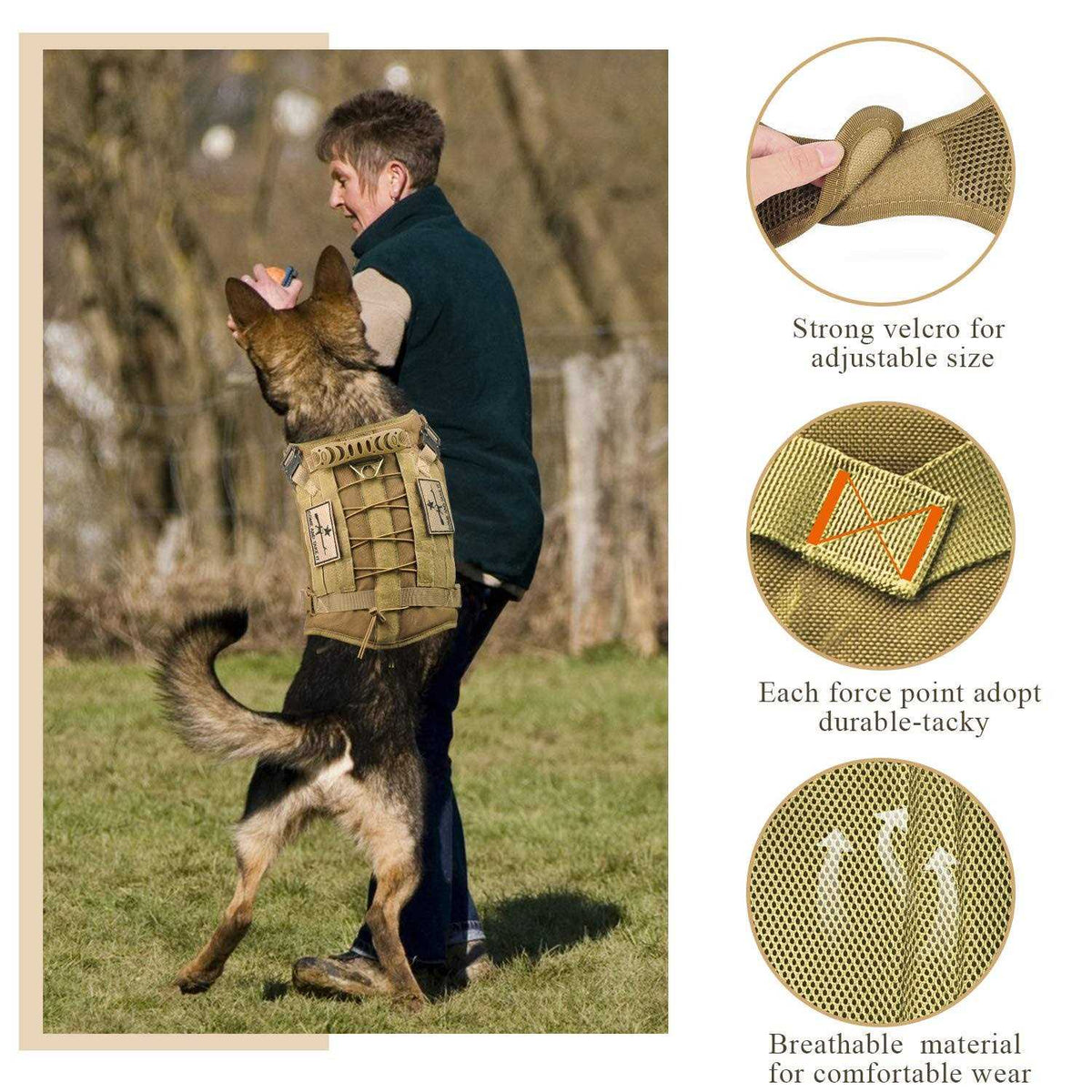 Tactical Service Dog Vest Harness with Rubber Handle D1916