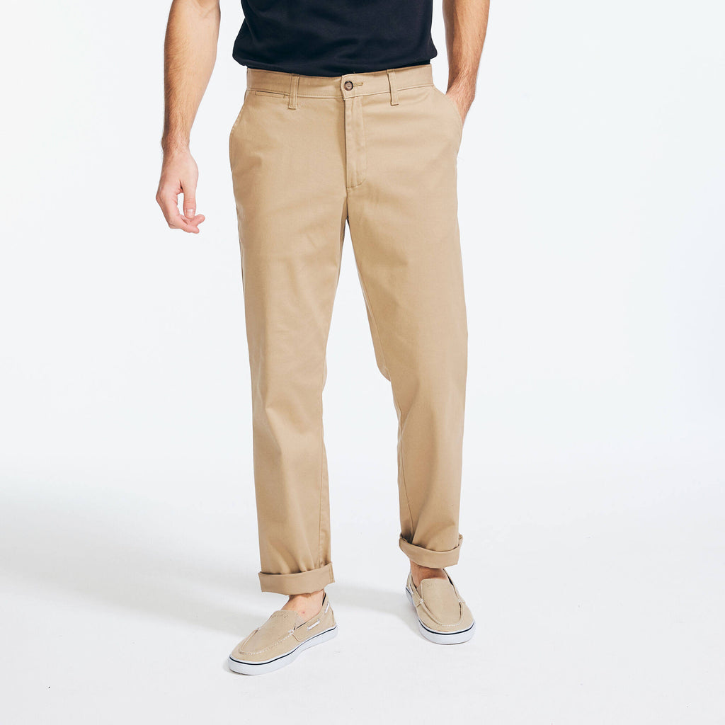 Men's Classic Fit Wrinkle-Resistant Deck Pant Khaki Beach, 34x34 Z594263
