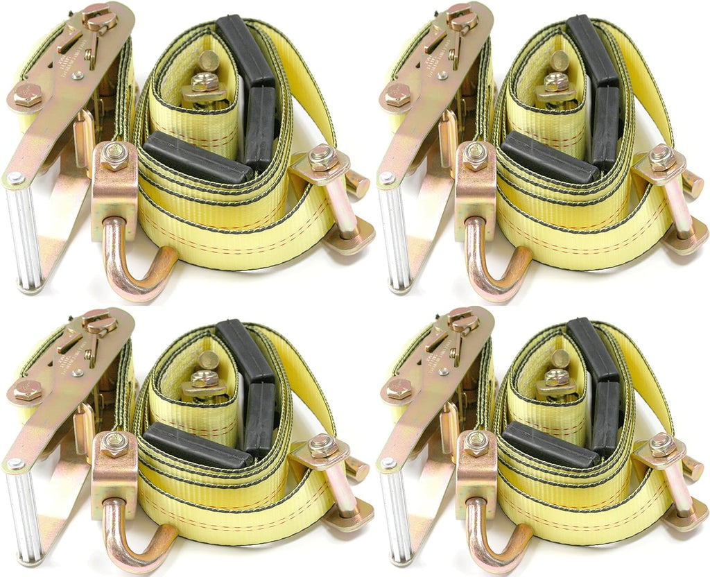 2 x10' Yellow Heavy Duty Swivel J Hook Wheel Strap Ratchet Tie Down (4 Pack) V238472