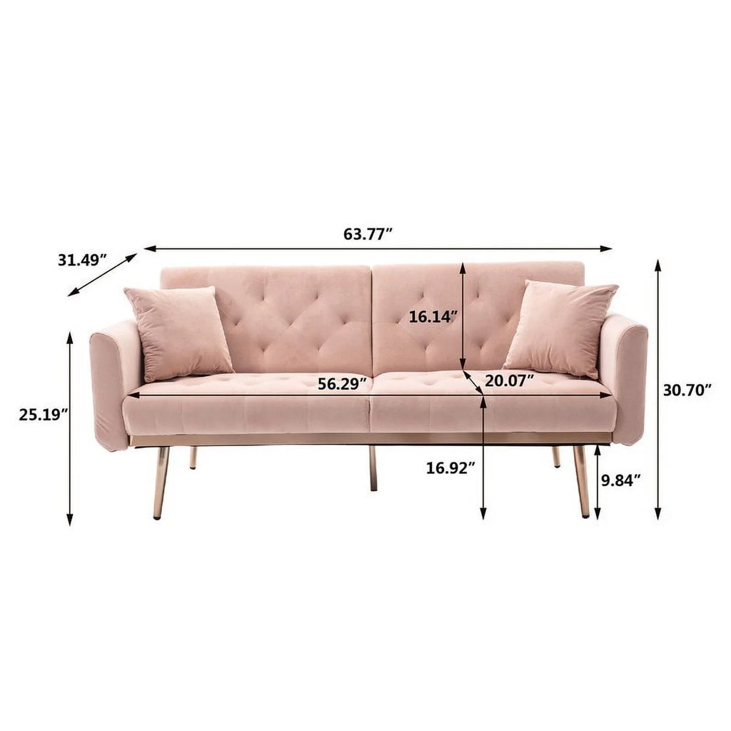 Pink Velvet Folding Sofa Y625