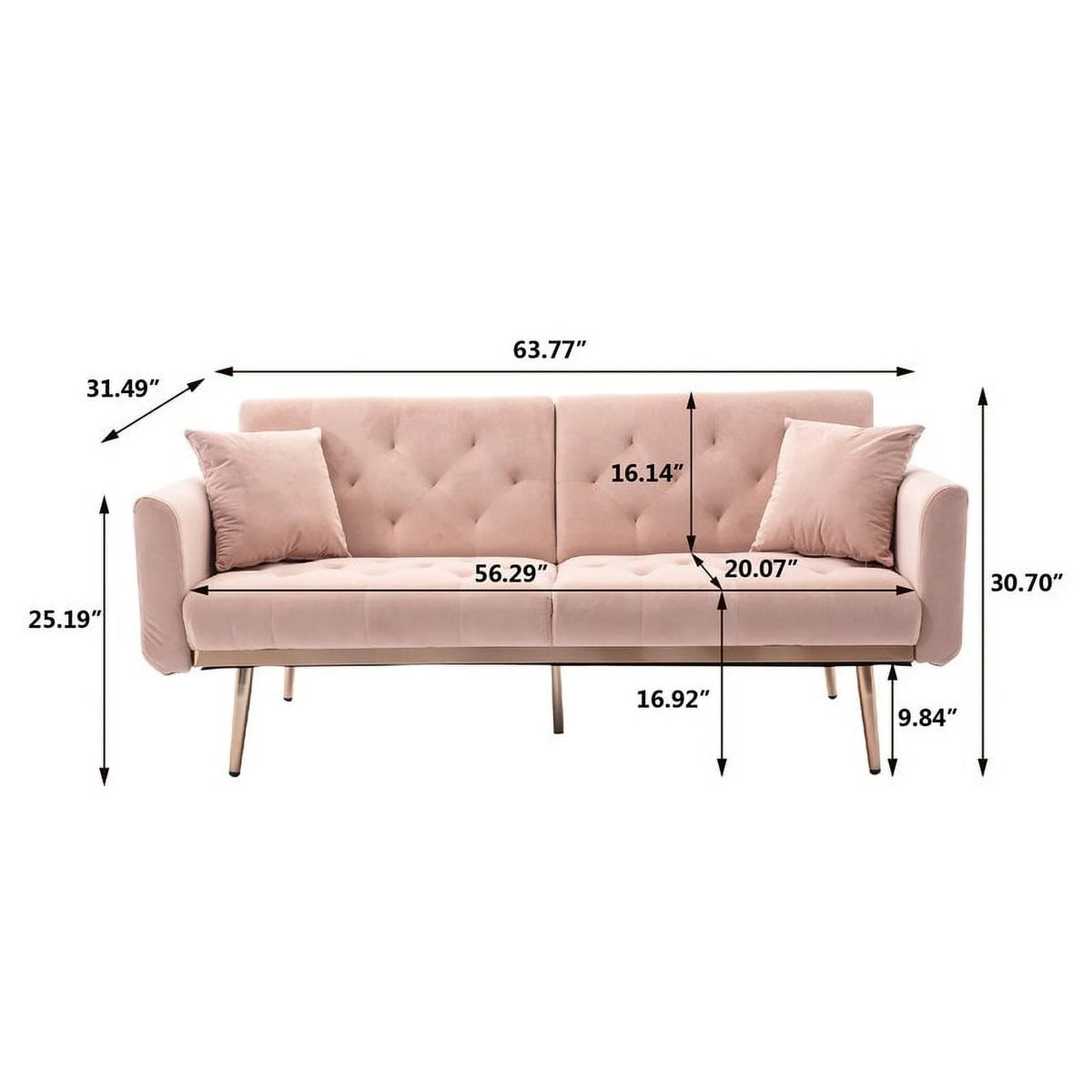 Pink Velvet Folding Sofa Y625