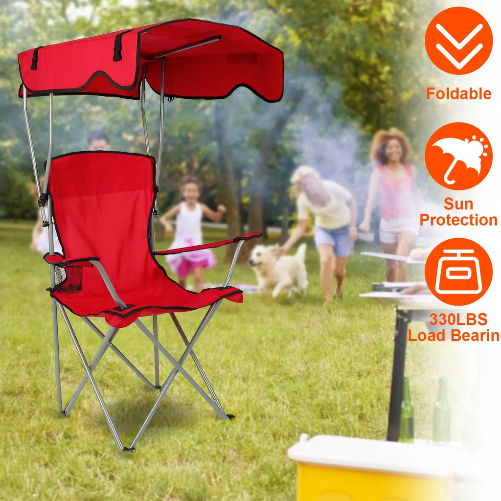 Foldable Canopy Chair with Cup Holder Red O3934