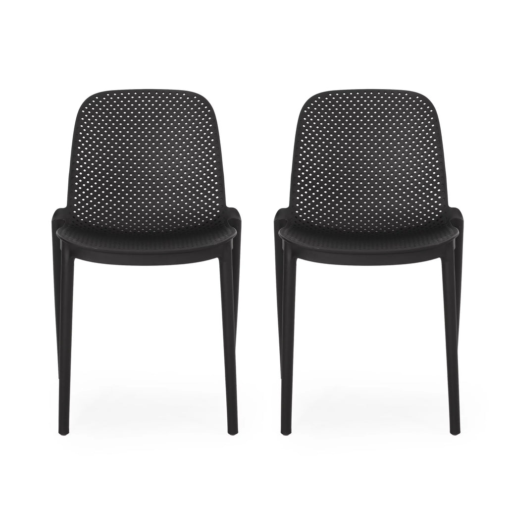White Plastic Patio Dining Chair Set of 2 W54923