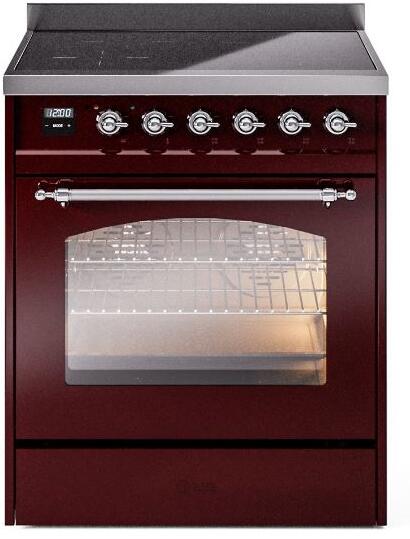30 Induction Range with Electric Oven in Burgundy with Chrome Trim Y8242