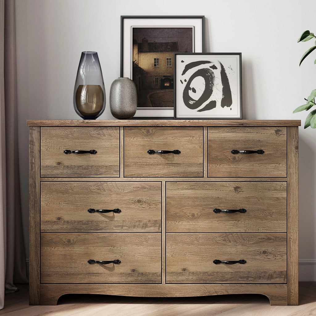 Black 6 Drawer Double Dresser J9851