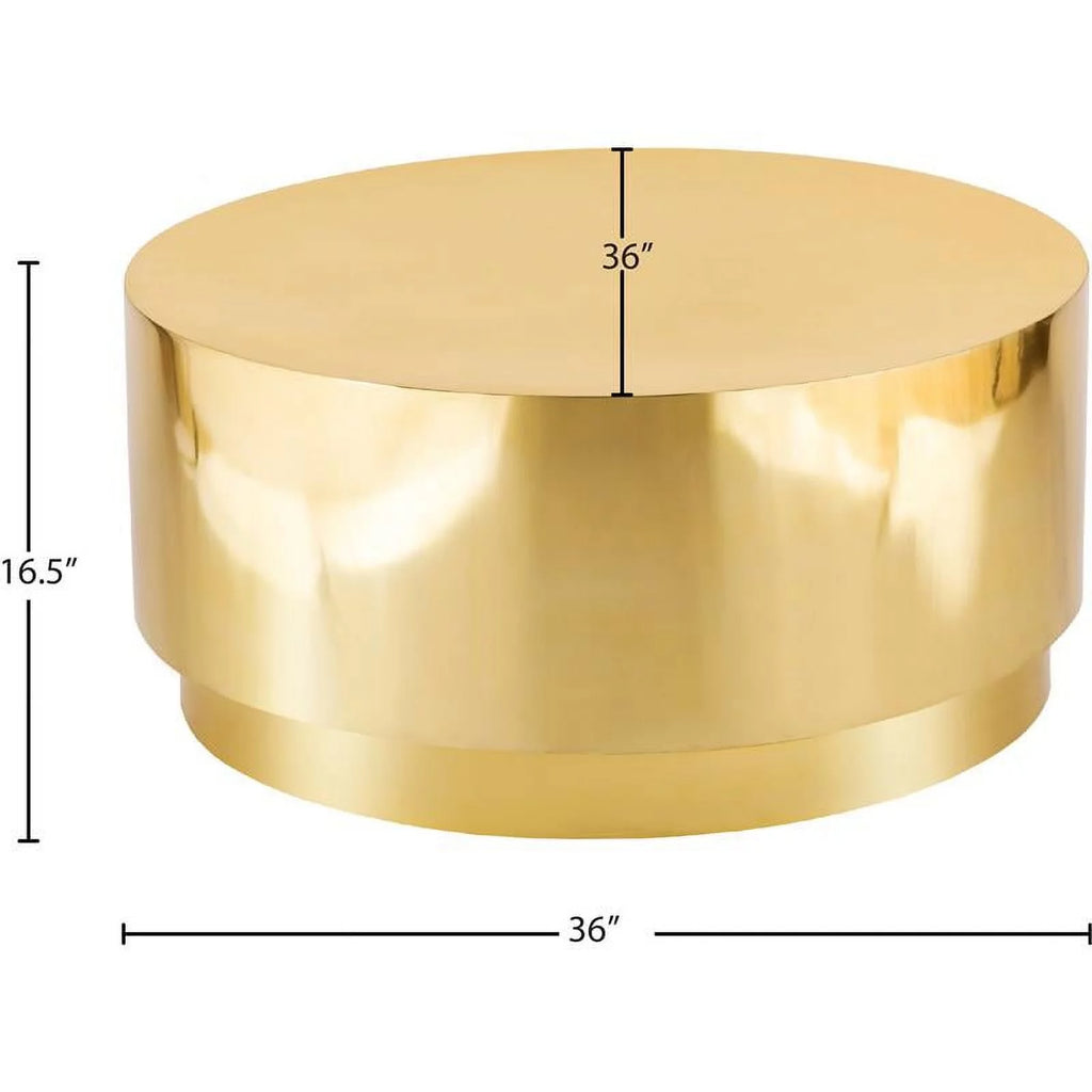 Gold Stainless Steel Drum Coffee Table M165314