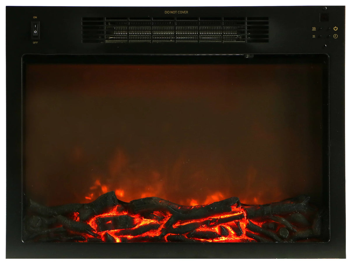 34" Freestanding White Electric Fireplace Heater with Storage Shelf & Remote Control L76137