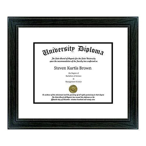 Black 1.5x22 Single Diploma Frame with Double Matting K6193