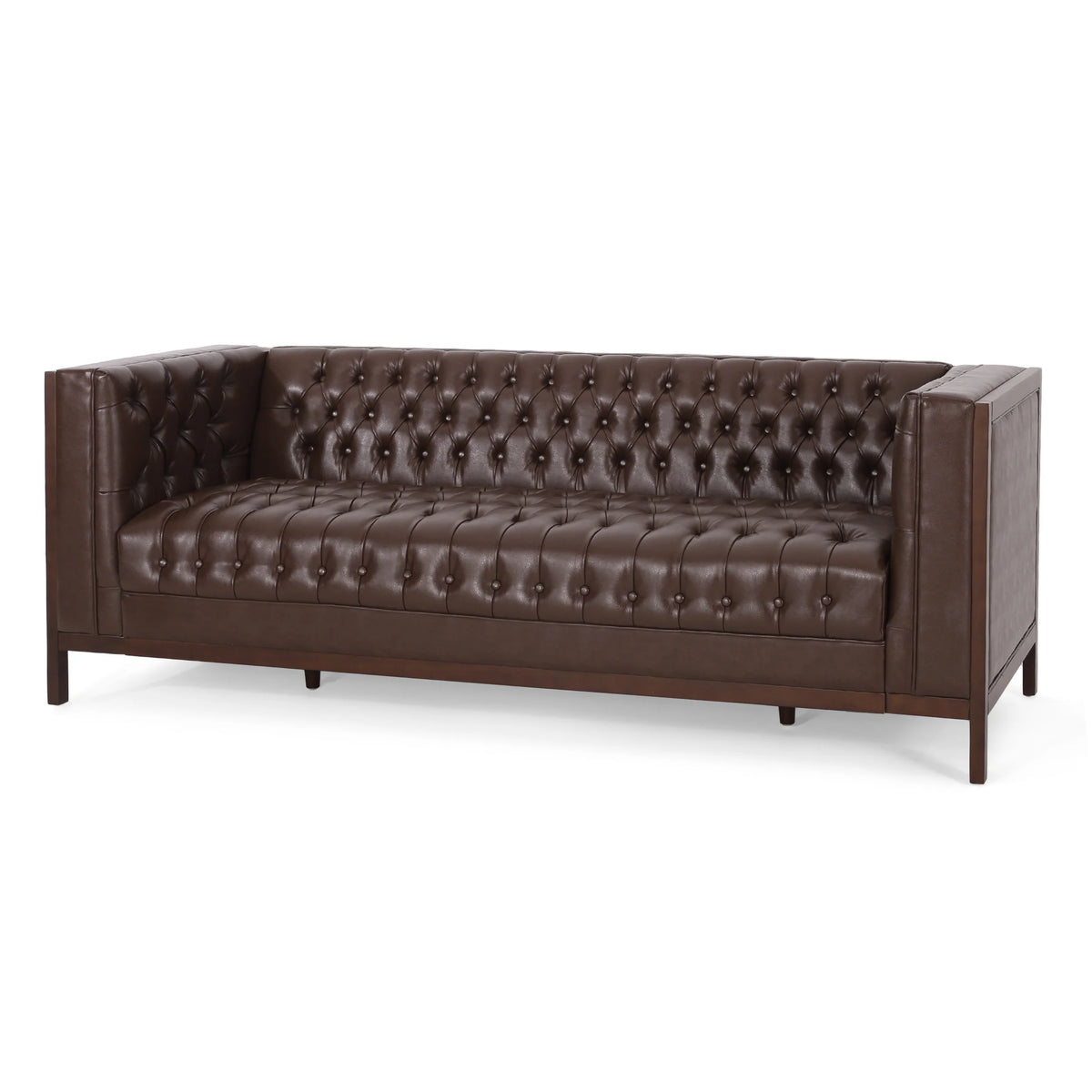 Dark Brown Faux Leather Sofa U1606