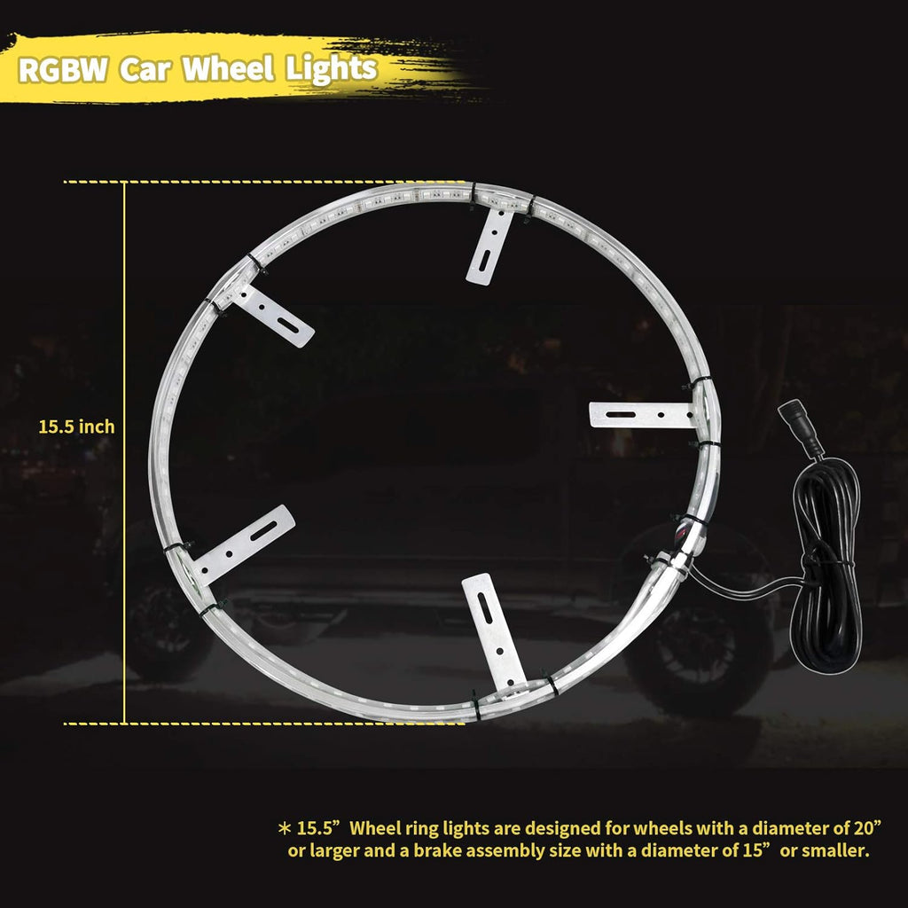 15.5 in 4 PCS 576 LEDs Double-Sided RGBW Wheel Rim Light Kit E461492