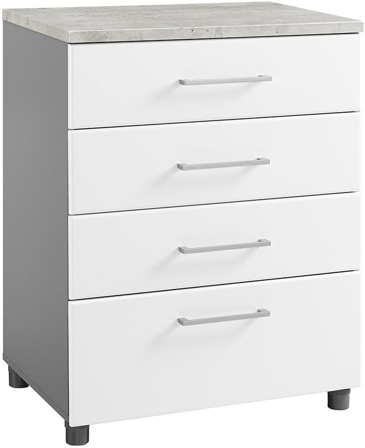 4 Door Base Cabinet 4 Drawer White C908234