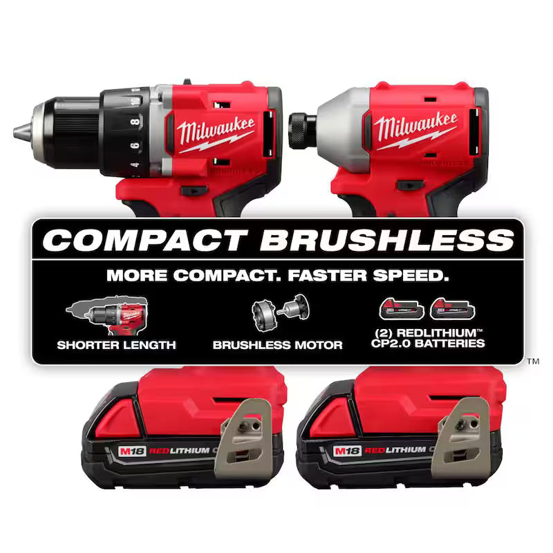 18V Lithium-Ion Brushless Cordless Compact Drill/Impact Combo Kit (2-Tool) with Oscillating Multi-Tool C64792