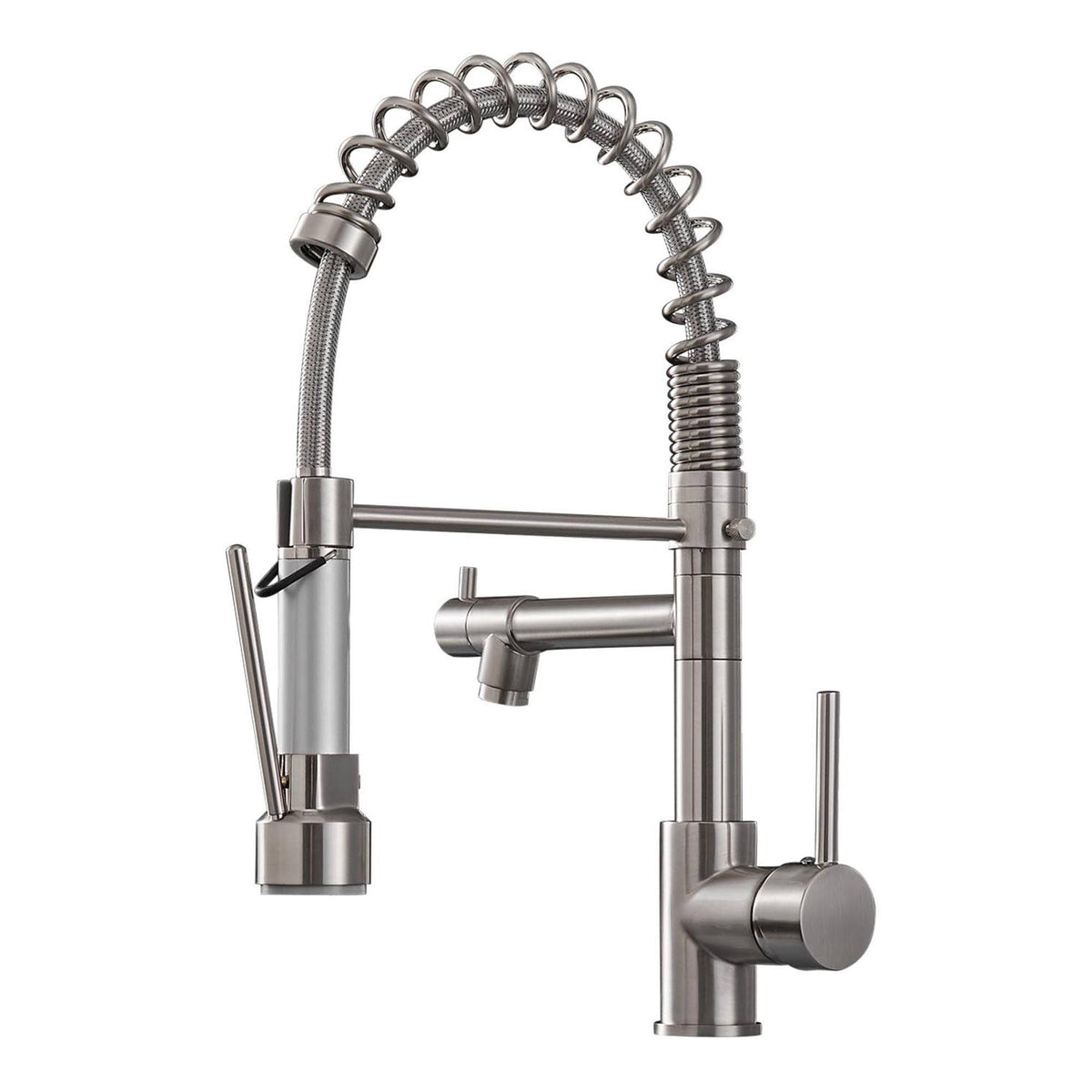 Nickel Pull Down Kitchen Faucet with Spring Spout I662855