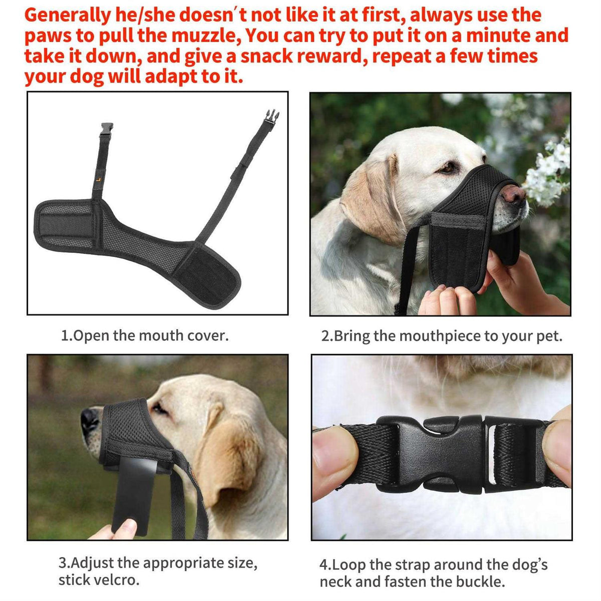 Soft Nylon Adjustable Dog Muzzle G42617