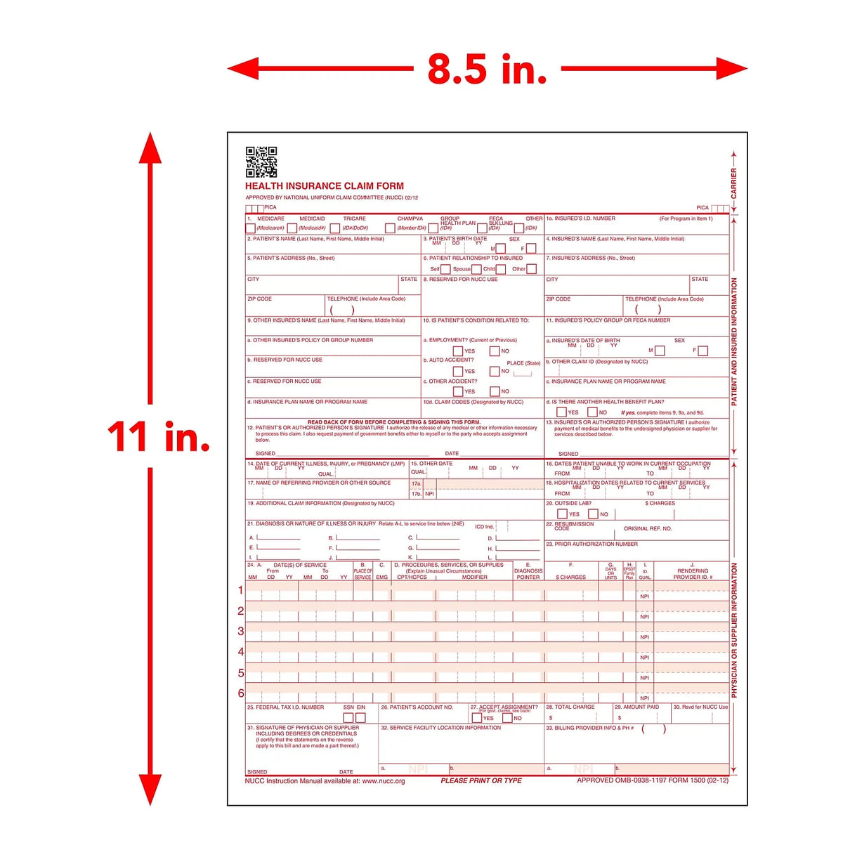 CMS-1500 Health Insurance Claim Form U59336