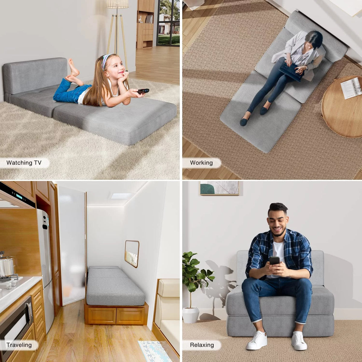Light Gray Sleeper Sofa Bed D95410