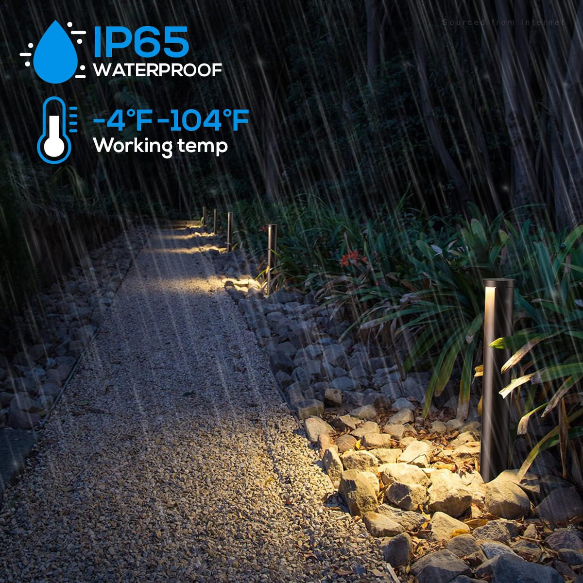 5W LED Landscape Pathway Light, 12-24V Low Voltage, IP65 Waterproof, Die-Casted Aluminum, 3000K Warm White, Pack of 6 H3497