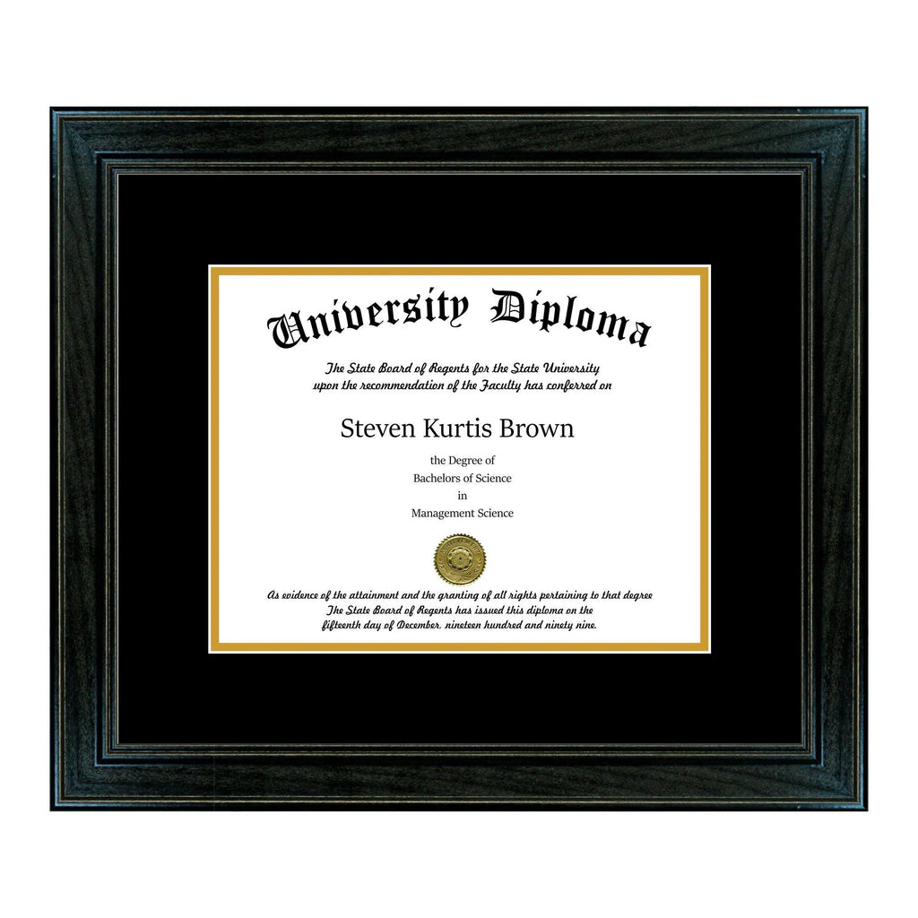 Black 1.5x22 Single Diploma Frame with Double Matting K6193